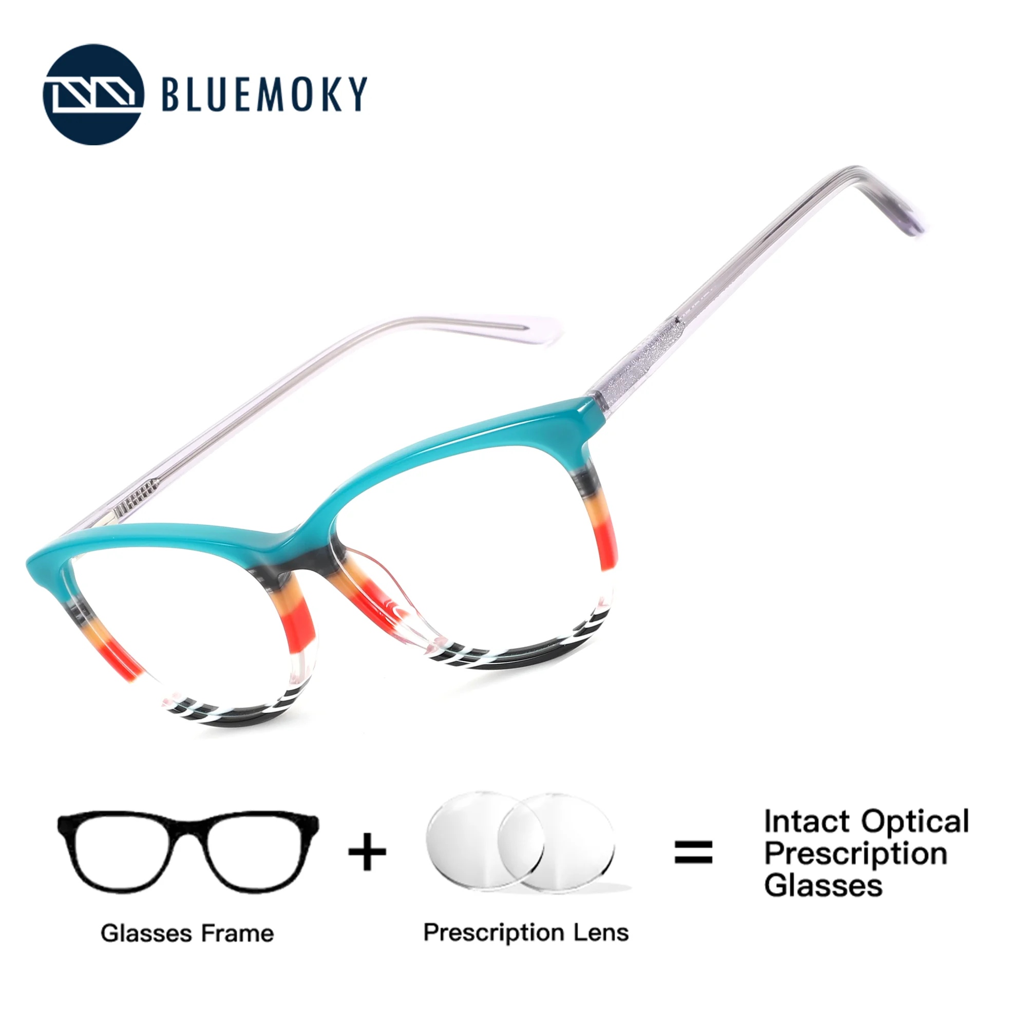 

BLUEMOKY Classic Square Acetate Prescription Glasses Dioptric Women Photochromic Blue Light Blocking Optical Eyewear