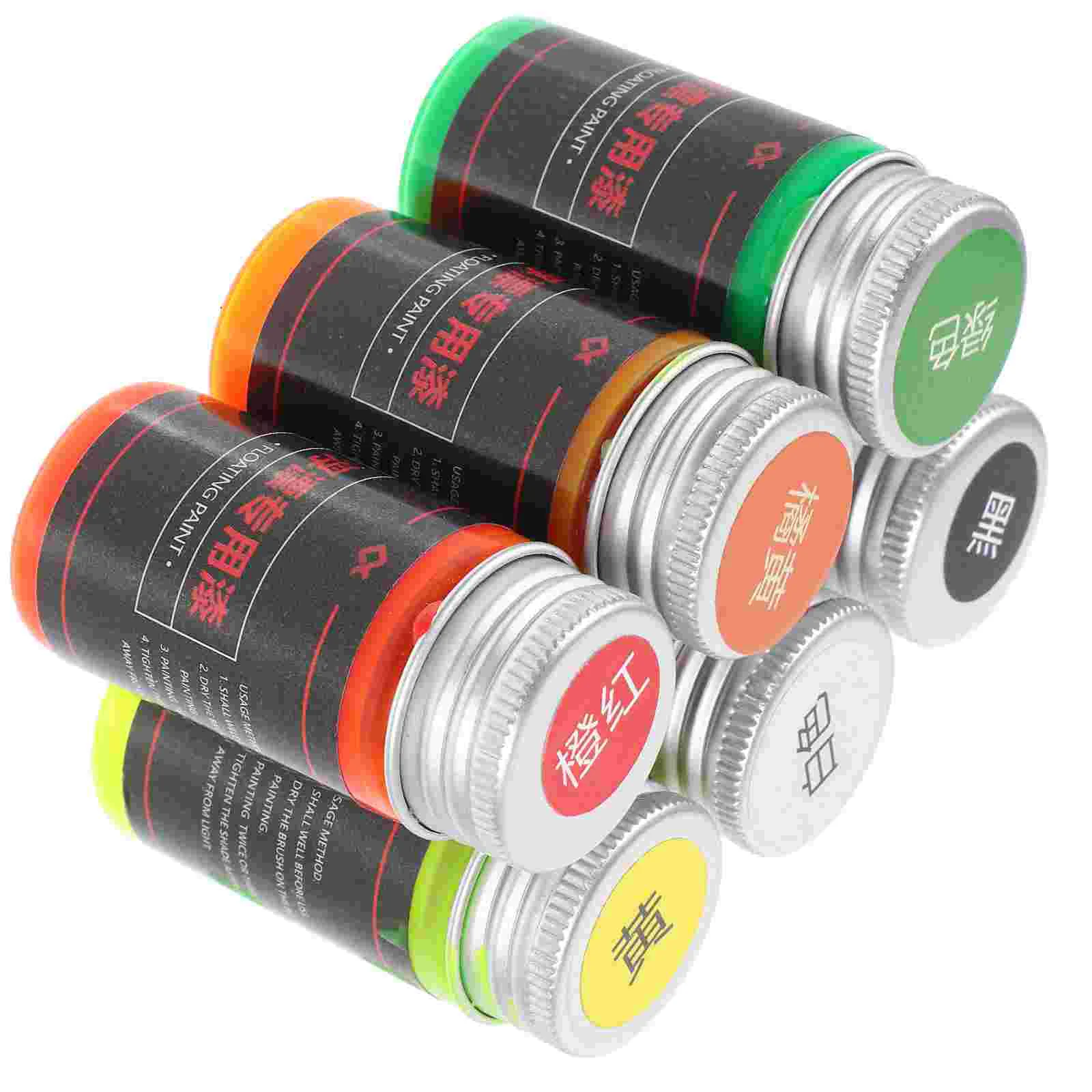 6Pcs Red Yellow Black White Green Oil Paints Set For Bobber Repair Fluorescent Magnifying Paint Fishing Lure Supplies image 3