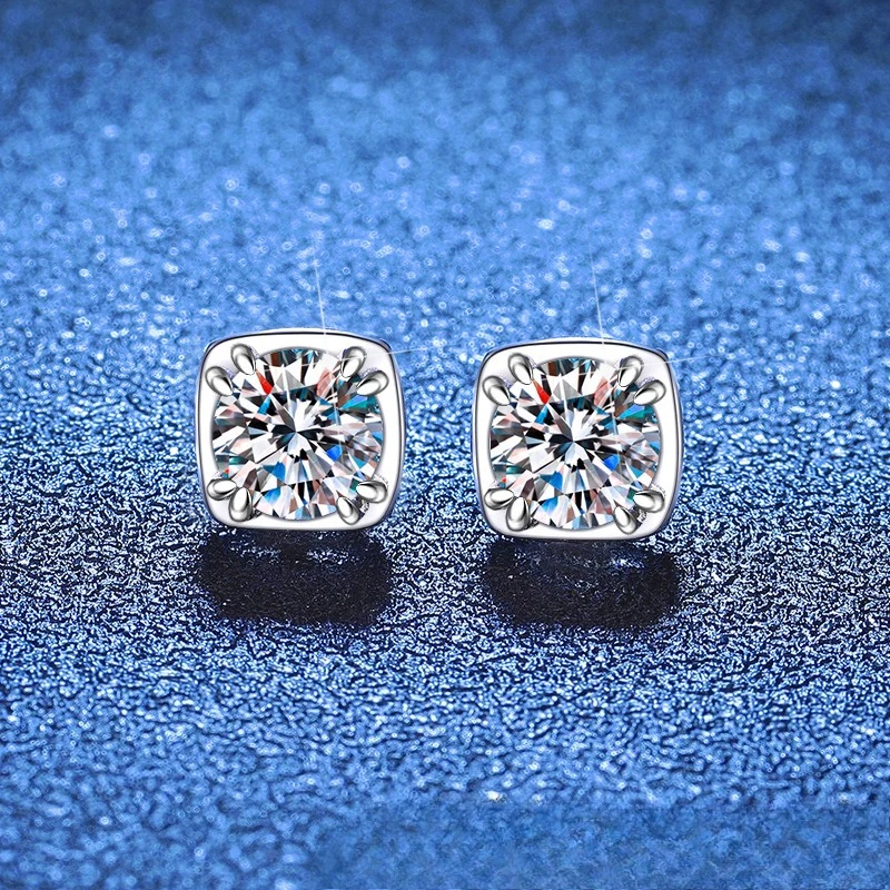 

Новые женские серьги из чистого серебра с муассанитом S925 с четырьмя когтями, простые квадратные серьги, модные свадебные украшения