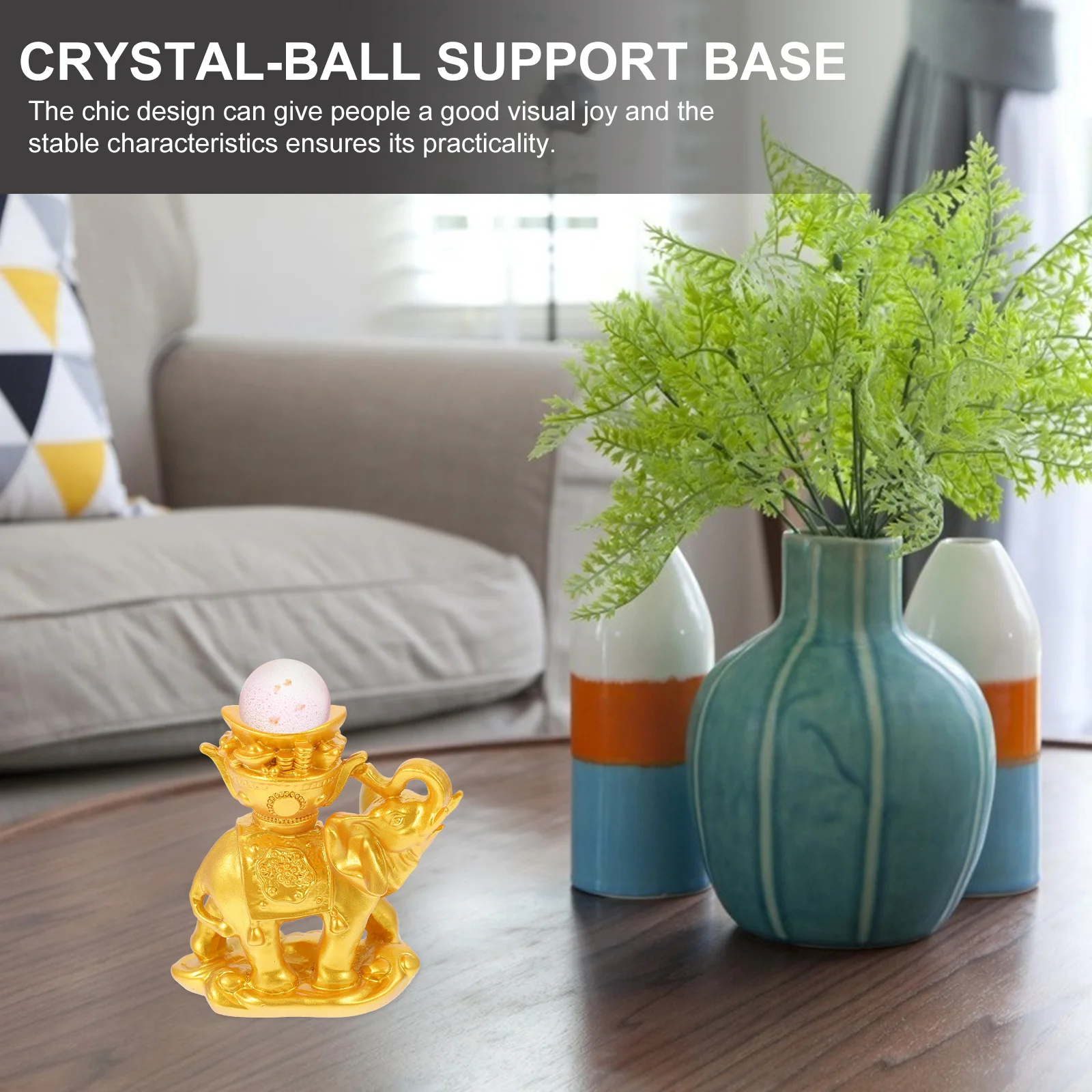 

1Pcs Crystal-Ball Support Base Elephant Resin Statue Artware Ornament for Home Office Crystal-Ball Stand