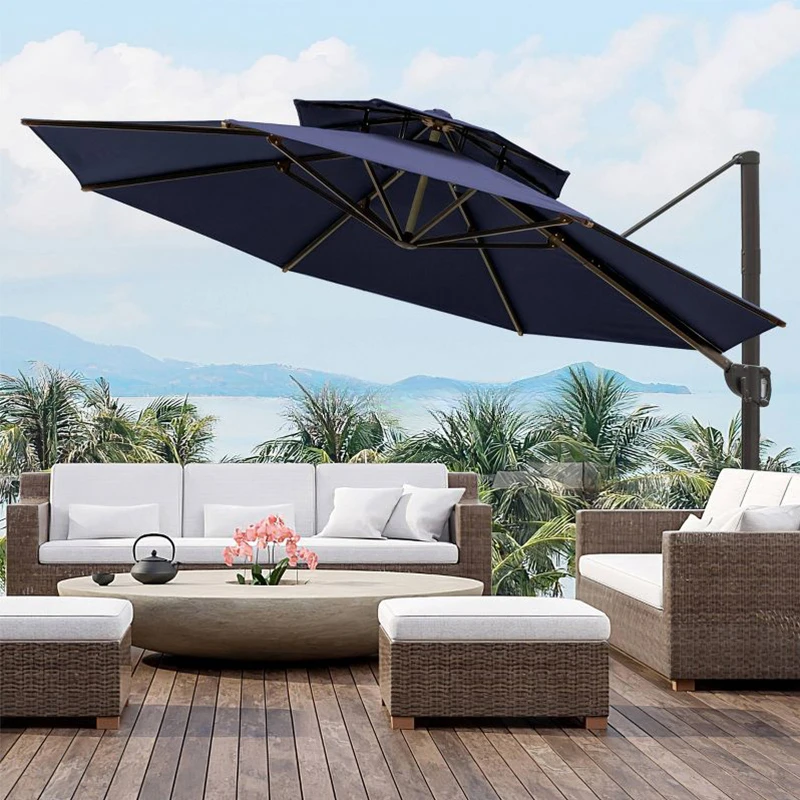 Modern Design Aluminum Pole Patio Umbrella for Hotel Park and Villa Outdoor Furniture Frame for Mall and Home Use