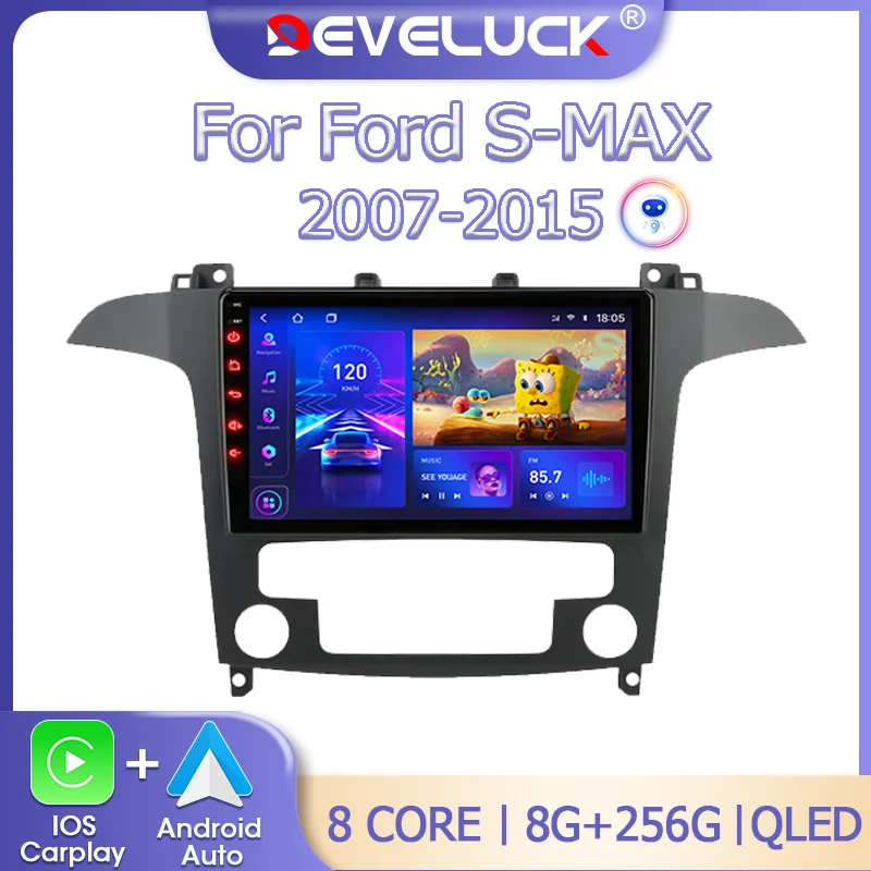 

2 Din Android 12 Car Radio For Ford S Max S-MAX 2007-2015 Multimedia Video Player Navigation GPS Carplay DVD Split Screen RDS 4G