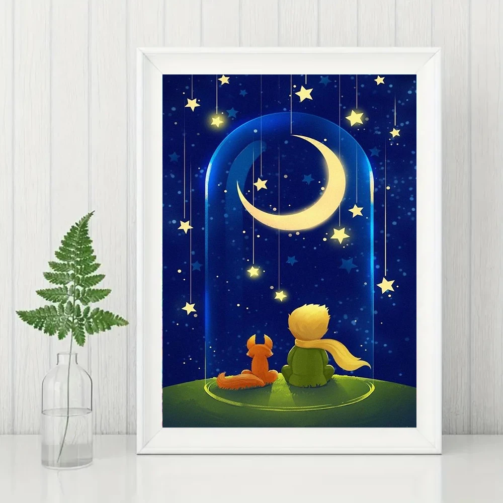 The Little Prince 5D Full Round Diamond Painting Kits Cartoon Little Boy And Fox DIY Drills Mosaic Embroidery Cross-stitch Gift