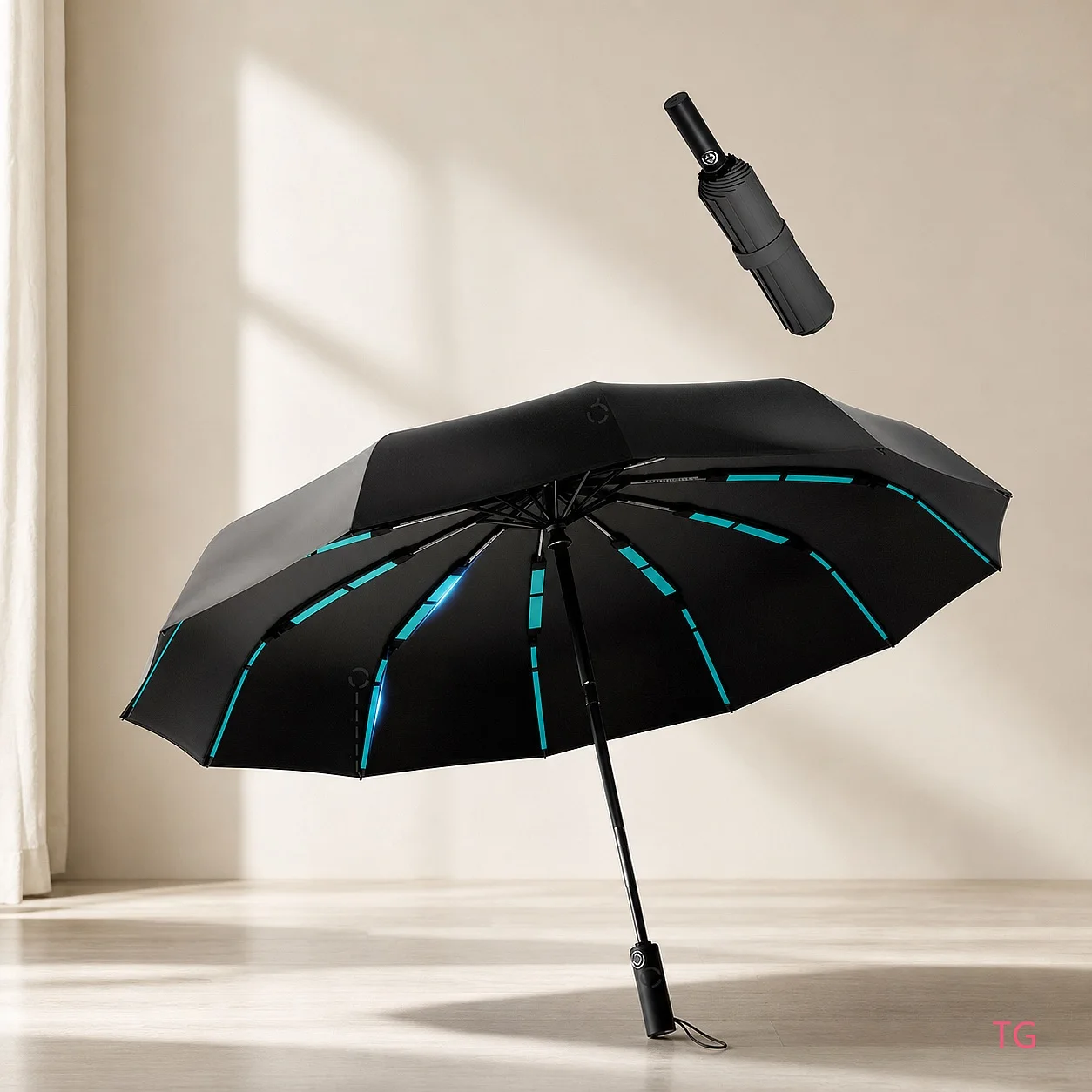 192 Bone Automatic Umbrella Sun Rain Dual Use Foldable UV Protection Travel Umbrella