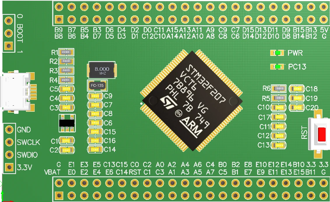 Placa de núcleo stm32f207vct6 grande capacidade f207 sistema mínimo vct6 desenvolvimento e placa aprendizagem