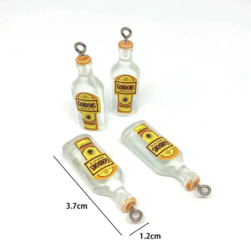 50pcs Cute Mini Drink Bottle Resin Charms Bulk Wholesale Miniature Beverage Bottle Pendant For Necklace Eardrop Diy Jewelry Make