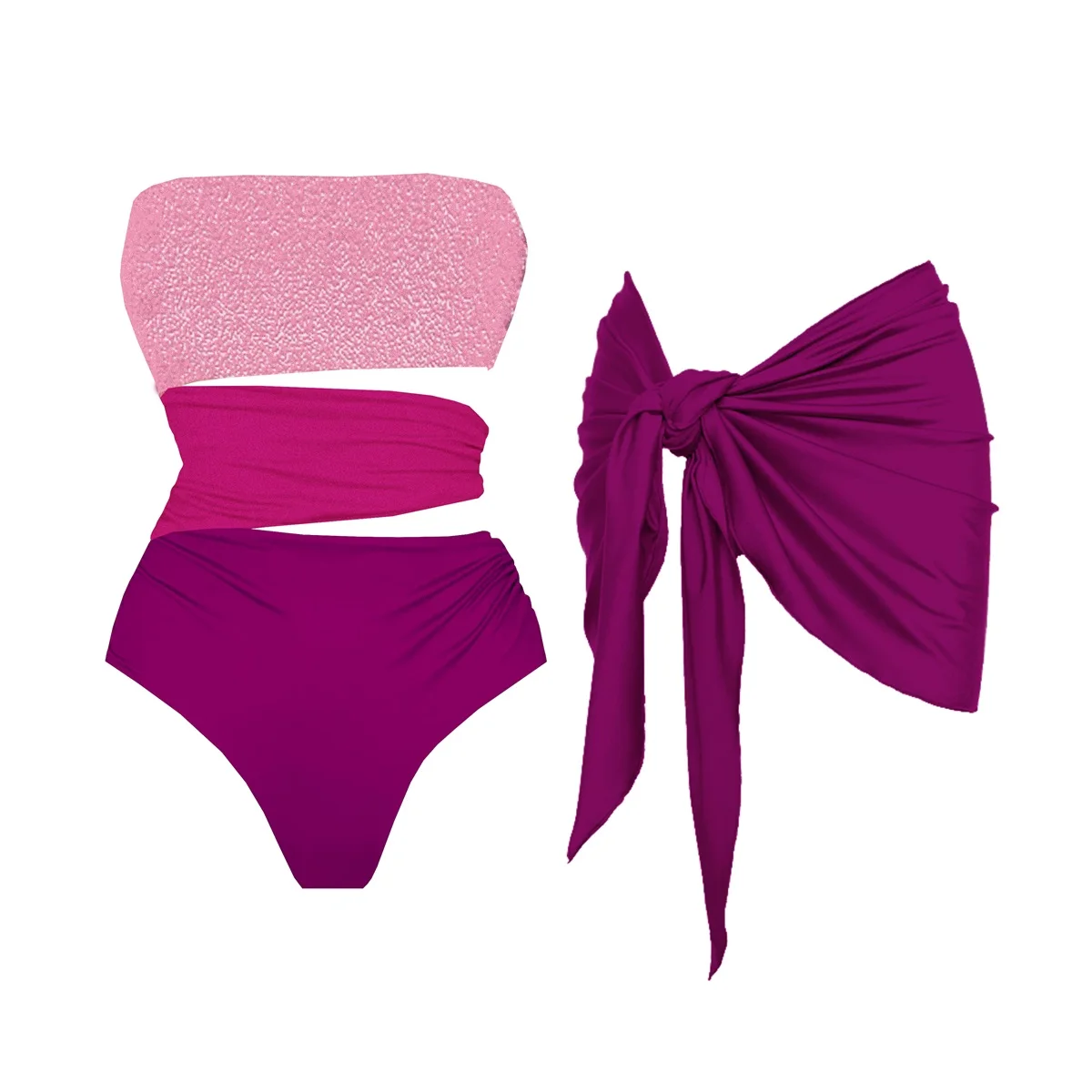 2 قطع العصابة Biquini مع التستر مثير النساء ملابس السباحة 2026 ملابس السباحة رفع بِدل السباحة الإناث جوفاء ثوب السباحة بحر