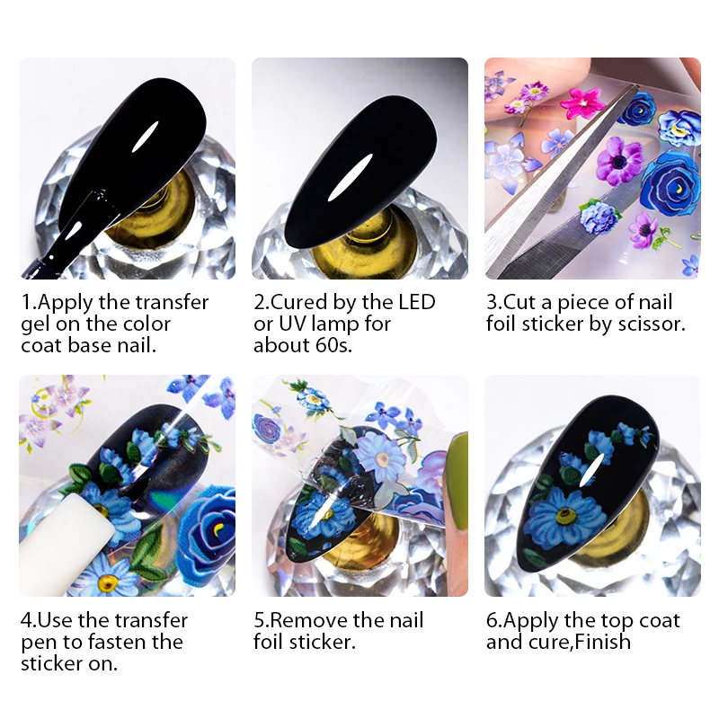 MEET ACROSS 7ml Transfer Foil Gel Nail Polish Nail Art Varnish For Adhesive Sticker Nail Glue Semi-Permanant Soak Off UV LED Gel
