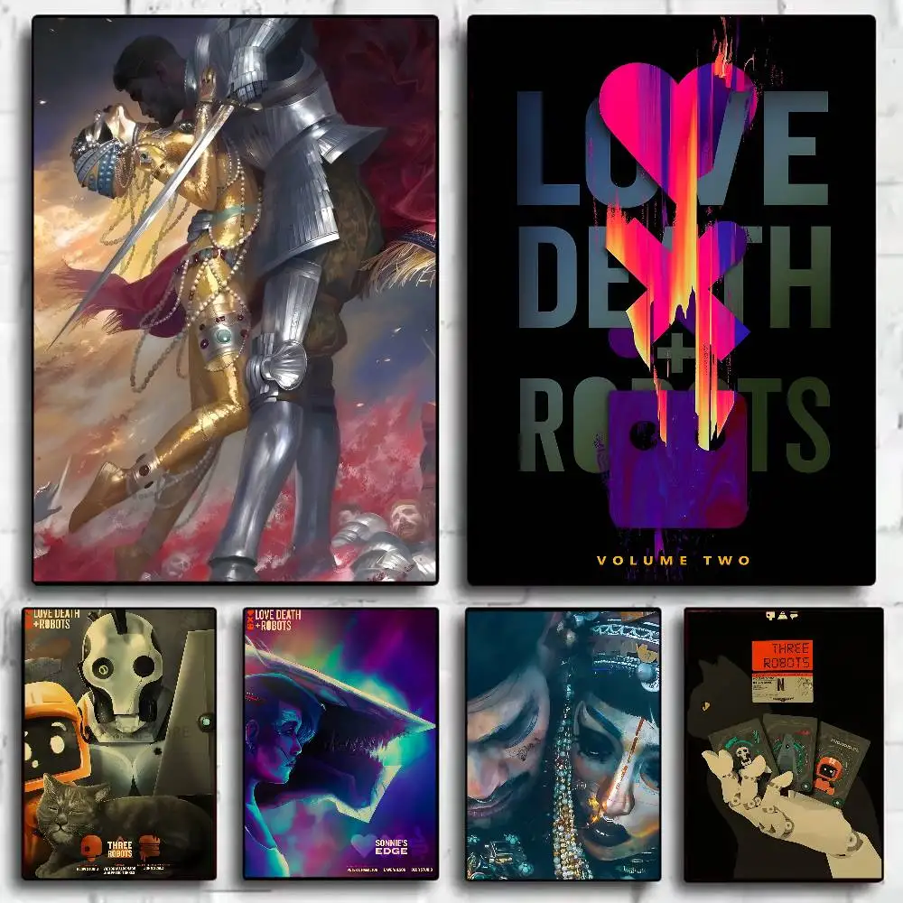 ملصق L-Love Death Robots عالي الدقة جداري فني مقاوم للماء لغرفة المعيشة وغرفة النوم والديكور الجمالي #1