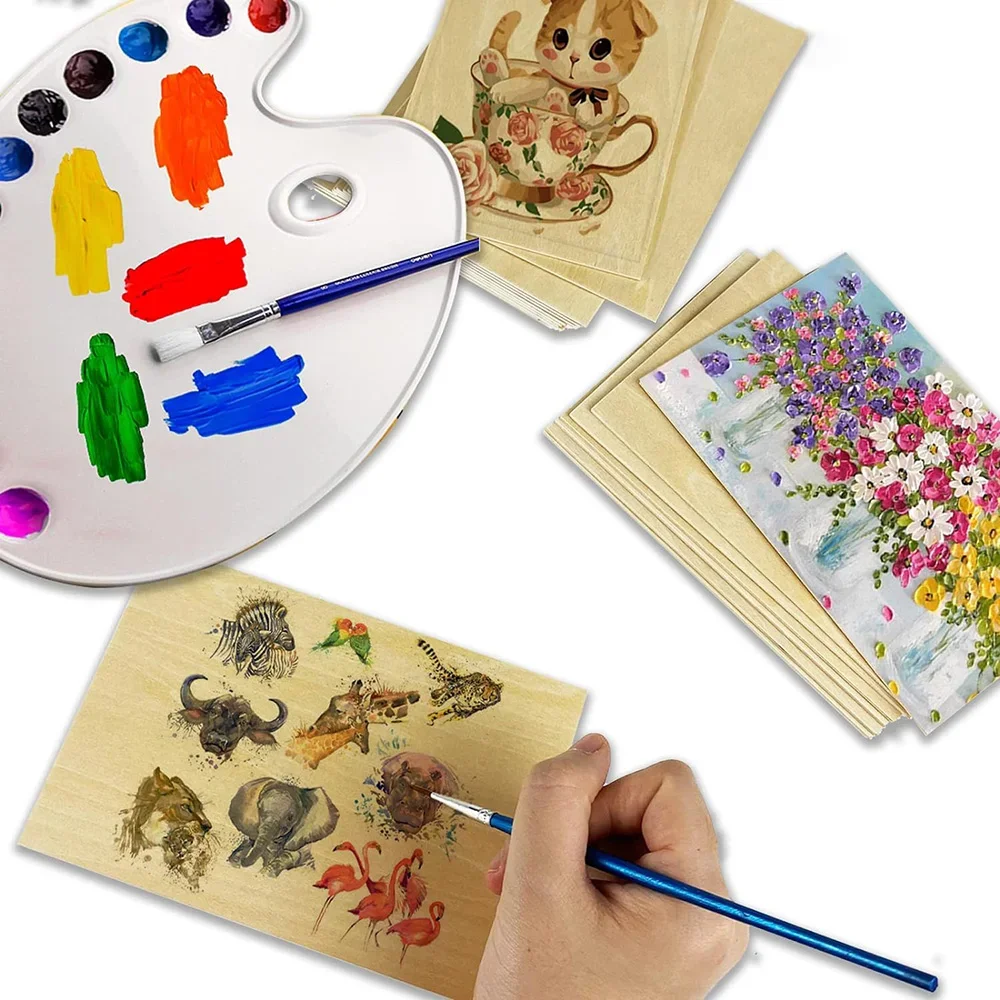 10Pcs 15x10cm Basswood Boards - 2mm Thin Unfinished Wooden Sheets for Craft & Model Making