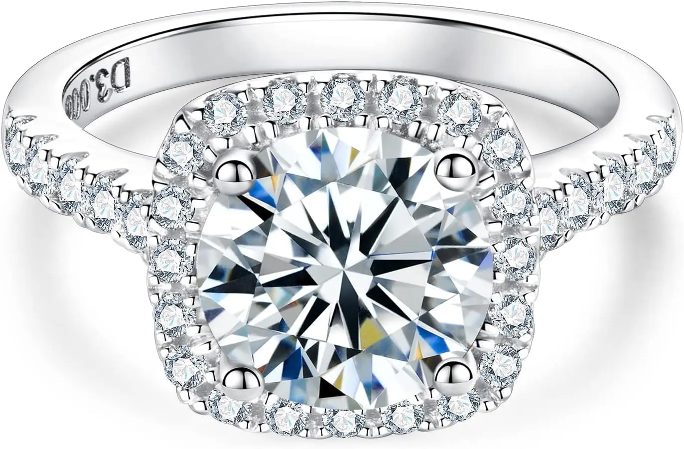 

Обручальное кольцо с муассанитом Halo 3,45 карата, цвет D, VVS1, круглая огранка, созданный в лаборатории бриллиант PT950, кольца из белого золота для женщин