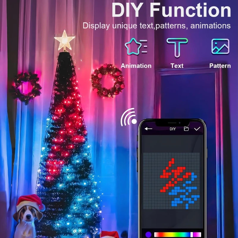 زينة ليلة رأس السنة 400LED شجرة عيد الميلاد الذكية ضوء DIY بها بنفسك الرسوم المتحركة اللون تغيير ضوء زينة عيد الميلاد 2025 #5