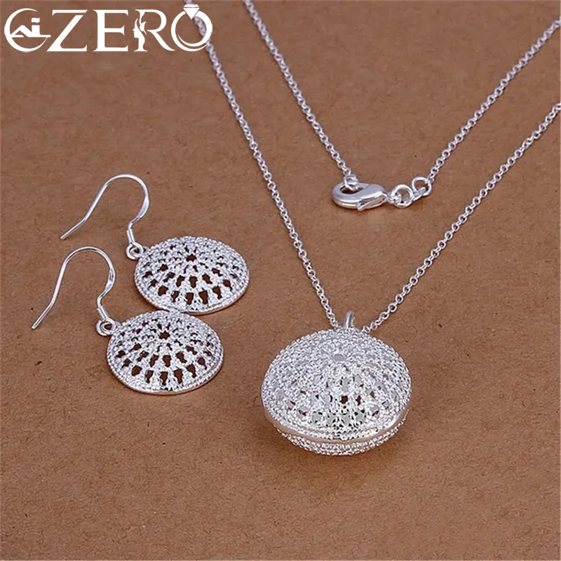 

New streetwear 925 Sterling Silver Simple Retro Round Jewelry set necklace earrings for women Fashion Party wedding Couple gifts