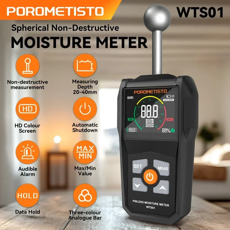 2IN1 Digital Wood Moisture Meter Pin & Pinless 0~99.9% Timber Damp Detector with LCD Humidity Tester Hygrometer for Woodworking
