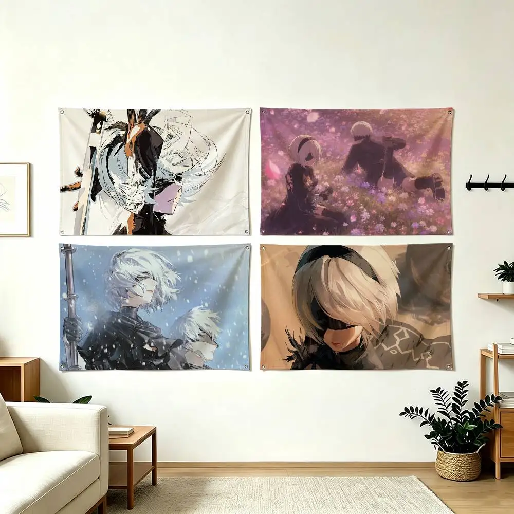 N-NieR Automata YoRHa 2B  Flags for Bedrooms Home Decor Items Outdoor Decors Garage Decoration Flaga