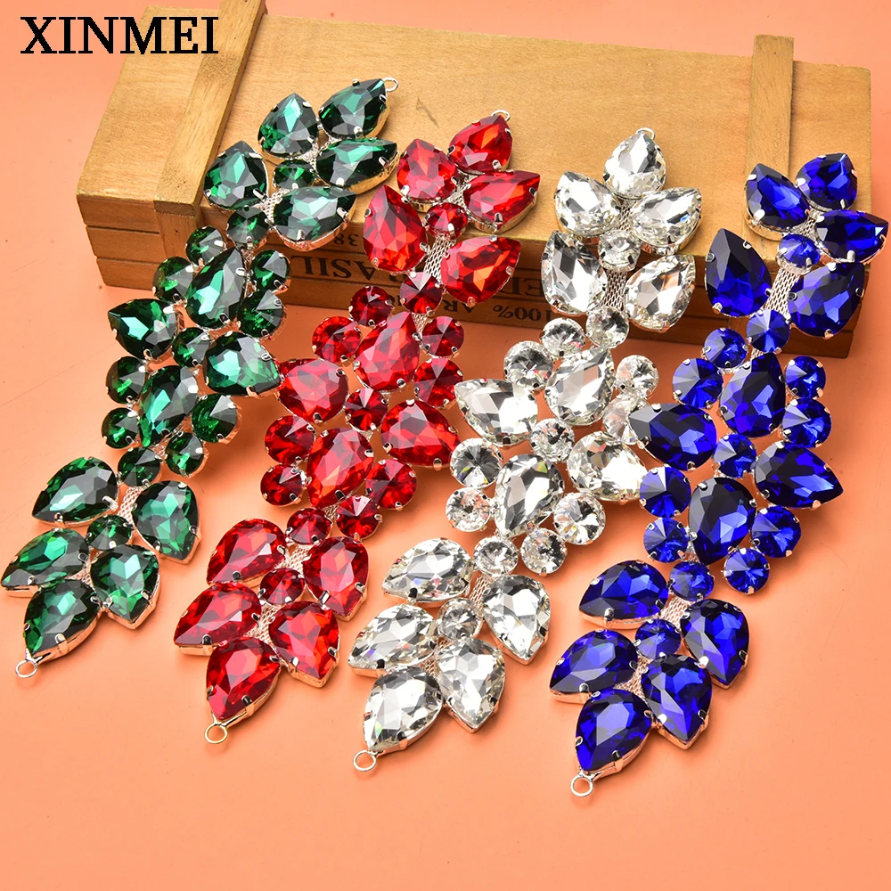 Fashion Glass Rhinestone Buckle Diamond Flower Girdle Applique for Shoe Bag Dress Crystal Chain Diy Jewelry Wedding Accessories