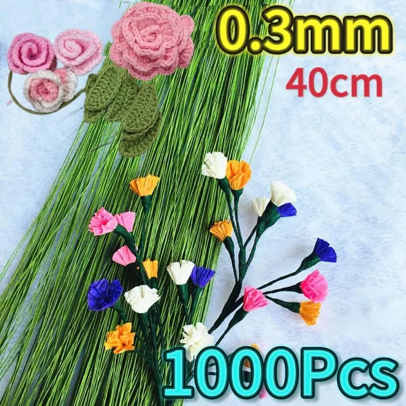 100/500/1500pcs 40cm Floral Stem Wire Crafts Dark Green Wire For Florist Flower Arrangement For DIY Material Handmade Accessoies