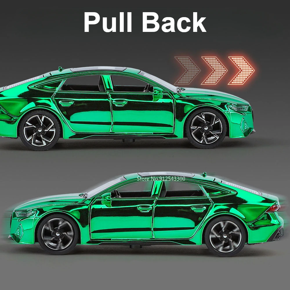 1:32 Audi RS7 Electroplating Racing Car Model Toy Shock Absorption 6 Doors Opened Vehicle Models with Light Gifts for Boy