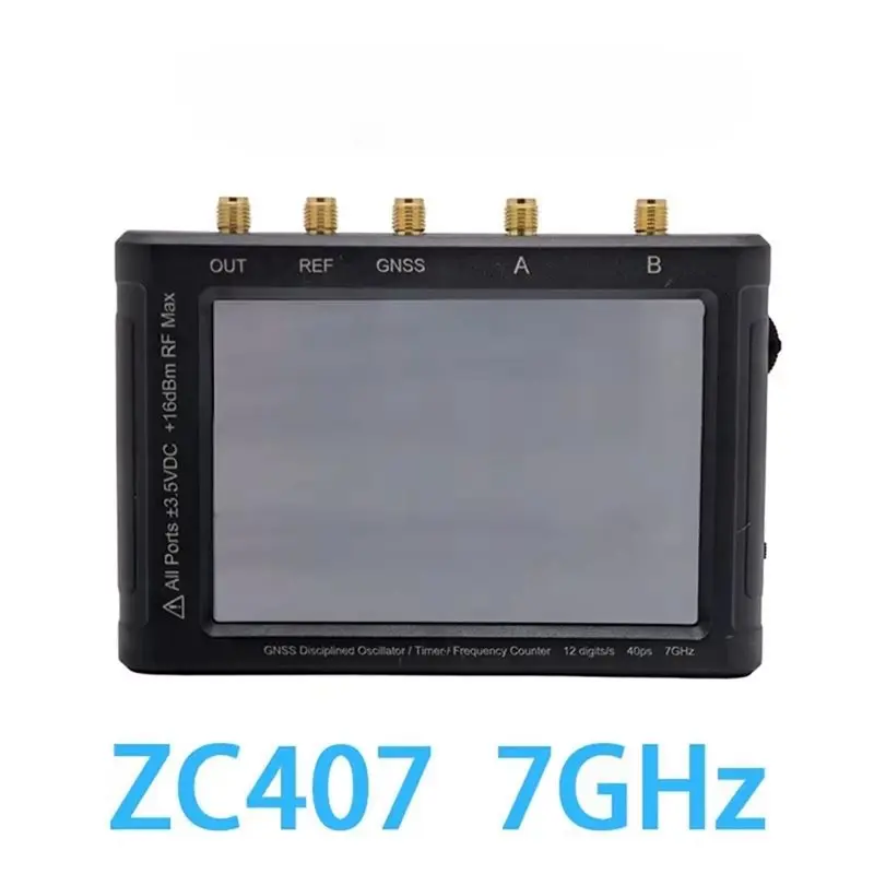 ZC407 0.1Hz-7Ghz Frequency Counter Built-In GNSS Disciplined Oscillator 12Bit High Precision 40Ps With 4Inch Touchscreen