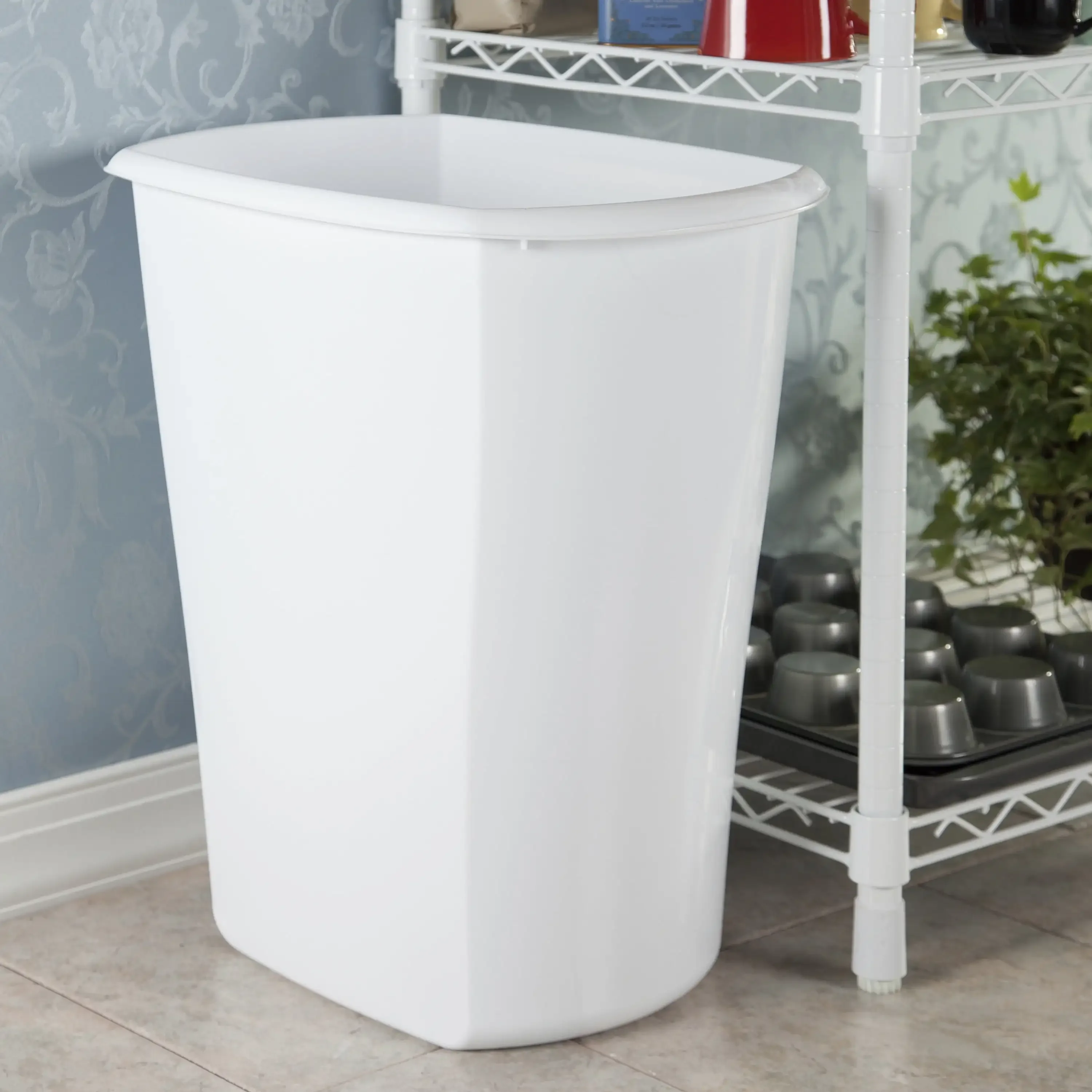 

Hot Sale.10 Gal. Rectangular Wastebasket, Plastic, Kitchen, White.Free shipping