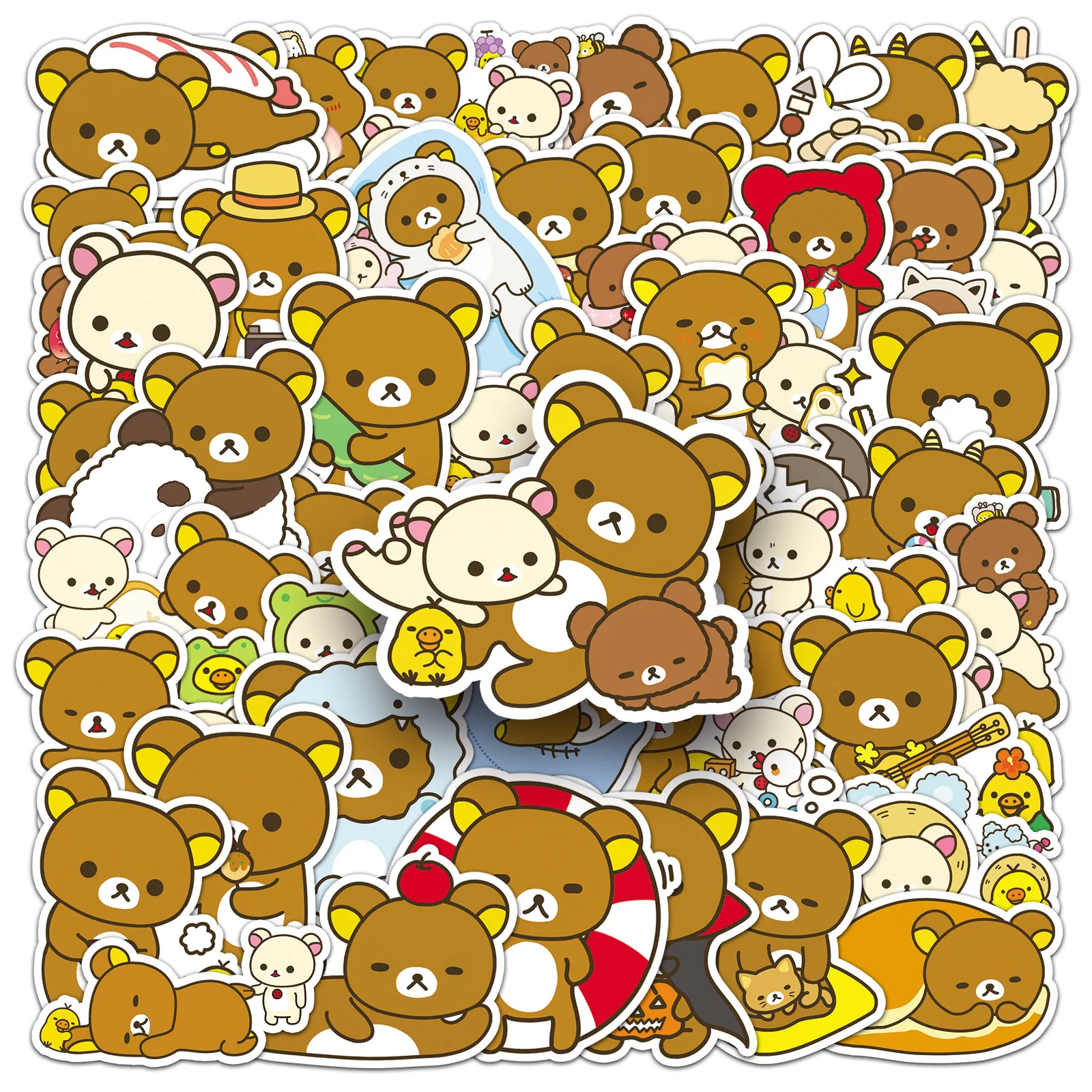 50 Stück Rilakkuma-Aufkleber Graffiti-Sticker DIY Tagebuch Handyhülle Handgemachtes Scrapbook Ästhetische Aufkleber