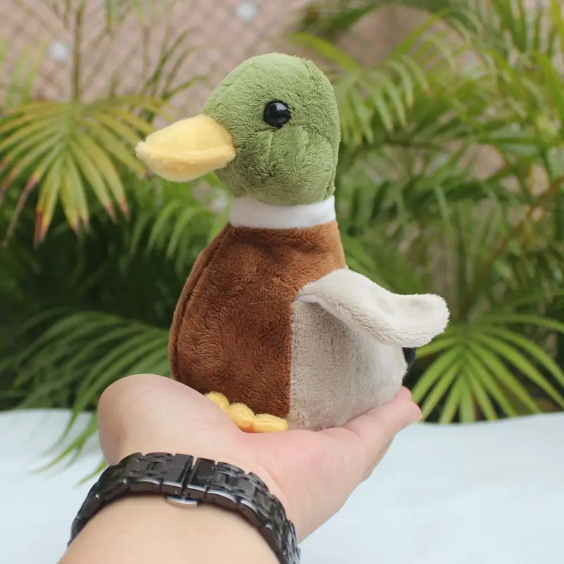 Simulated Animal Green Head Duck Mallard Wild Nature Model Plush Toy Stuffed Doll Bag Decoration Key Ring Chain Girl Boy Gift