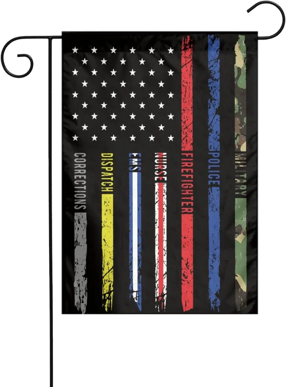 Флаг героя для оказания первой помощи, медсестра, Ранняя полиция, пожарный военный Садовый флаг 12x18 дюймов, никто не сражается отдельно, американский вертикальный флаг