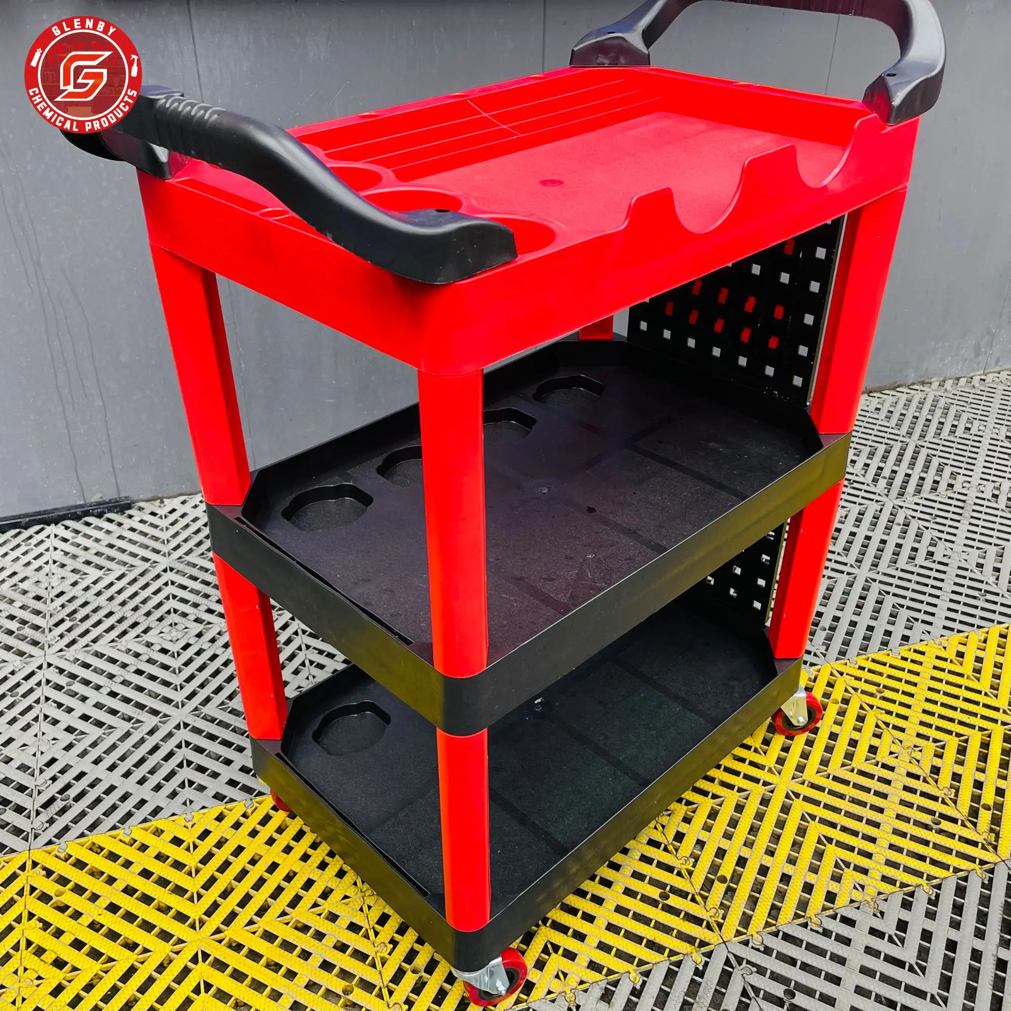 

Магазин автомойки, инструмент для красоты автомобиля, специальный многофункциональный пластиковый трехслойный мобильный тележка для хранения, полка для инструментов