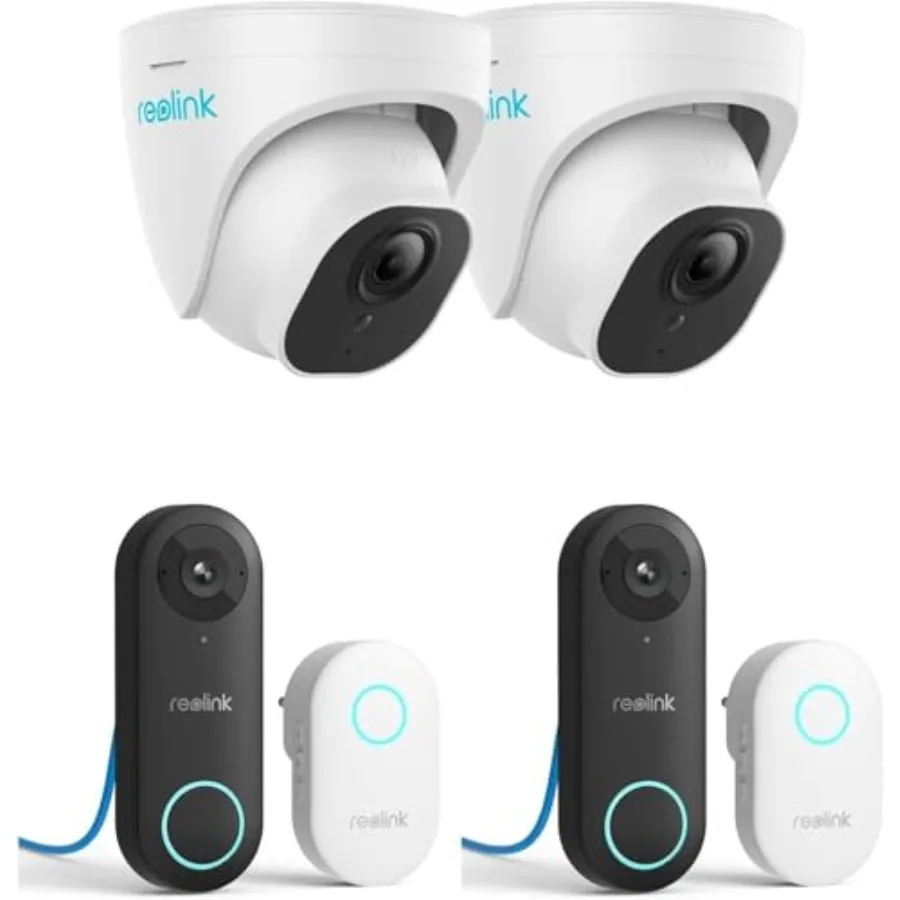 Home security cameras and video doorbells for indoor/outdoor use, aluminum alloy body, black color, smart detection and 100ft n