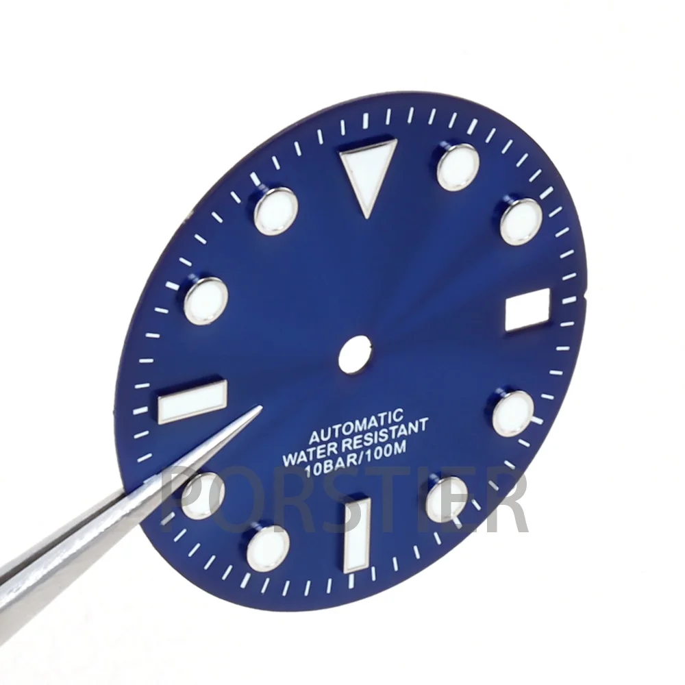 28.5mm Dial Green Luminous Dial Hands Watch Repair Tools for Submariner nh35/nh36 Movement Sunburst Dial Watch Repacement Parts