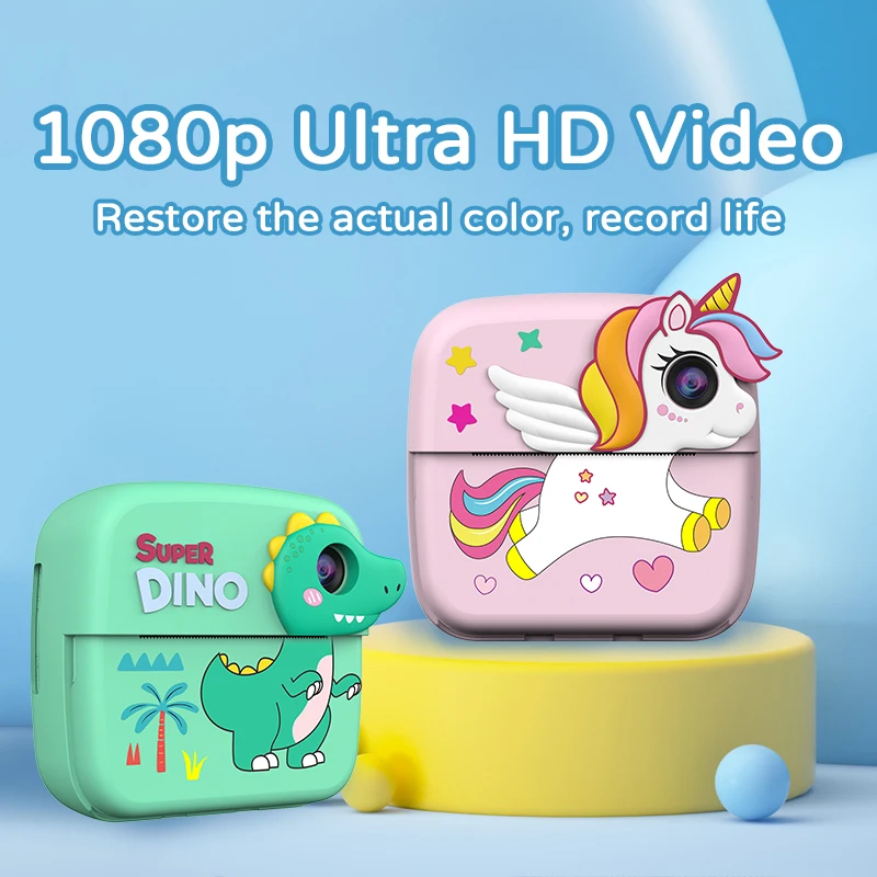 Mini cámara para niños, juguetes de unicornio de dibujos animados para niñas y niños, regalos de cumpleaños, pantalla HD de 1080P de 2,4 pulgadas con tarjeta SD de 32G, cámara de vida grabada