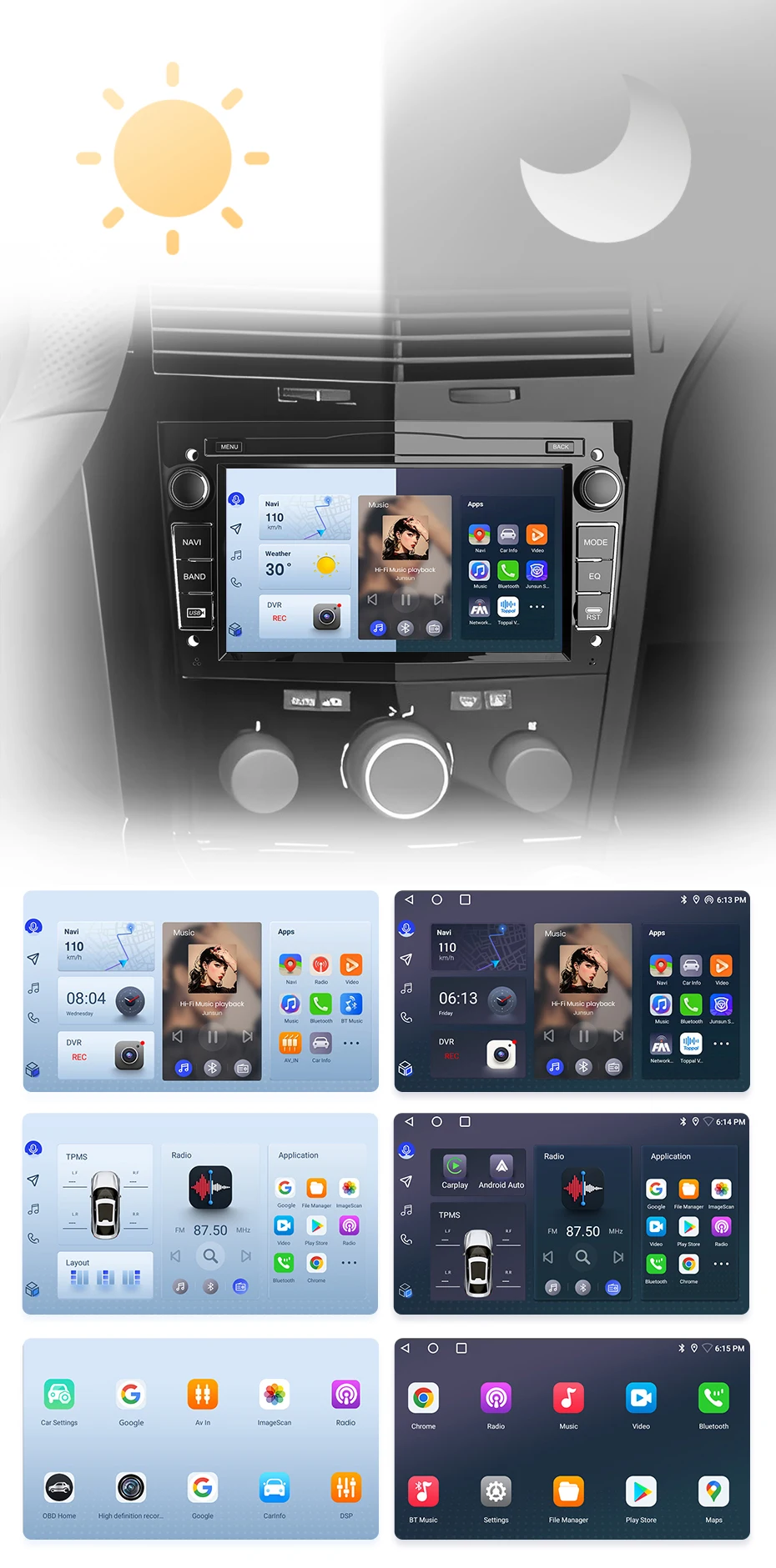 Junsun 7'' Kabelloses CarPlay für Apple Android Auto Autoradio für Opel Astra Vectra Vauxhall Antara Zafira Corsa Vivaro Meriva Combo Tigra 2DIN Multimedia-Stereoanlage mit Kühlventilator GPS SWC Bluetooth FM RDS DSP IPS DAB+ Bildschirm Intelligente Fahrzeugsysteme 4G WiFi 8-Kern – Detail 8