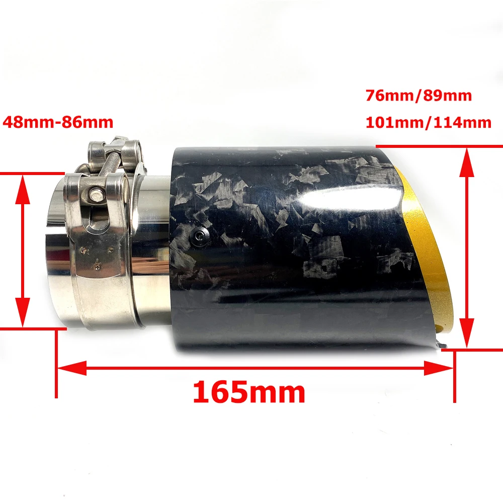 1 Piece Car Modify Forged Chrome Carbon Muffler Tip Exhaust System Universal Straight Stainless Gold Mufflers Nozzle For Ak