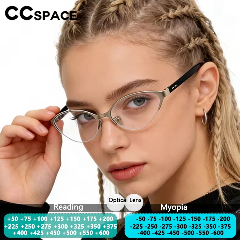 Luxus-Markendesign Halbrahmen Anti-Blaulicht Herren-Lesebrille Damen-Kurzsichtigkeitsbrille Optische Gläser mit Katzenaugen-Design