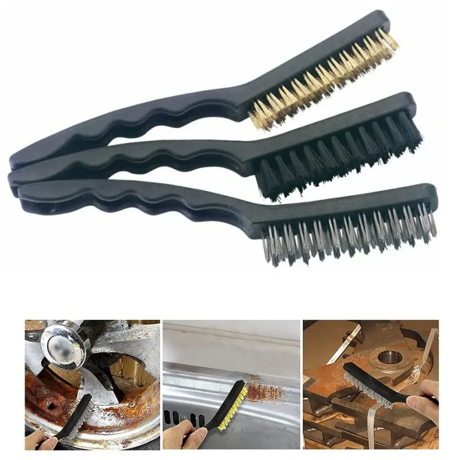 1PC Mini Wire Brushes Brass Nylon Steel Brushes Micro Rusts Remover Paint Remove Metal Scrubbing Polishing Burring Hand Tools