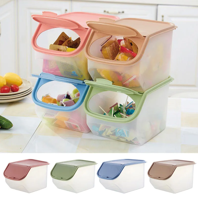 New Kitchen Dried Food Storage Box Storage Sealed Box with Measuring Cup for Cereal Flour Rice Bean Grain Container Dropshipping