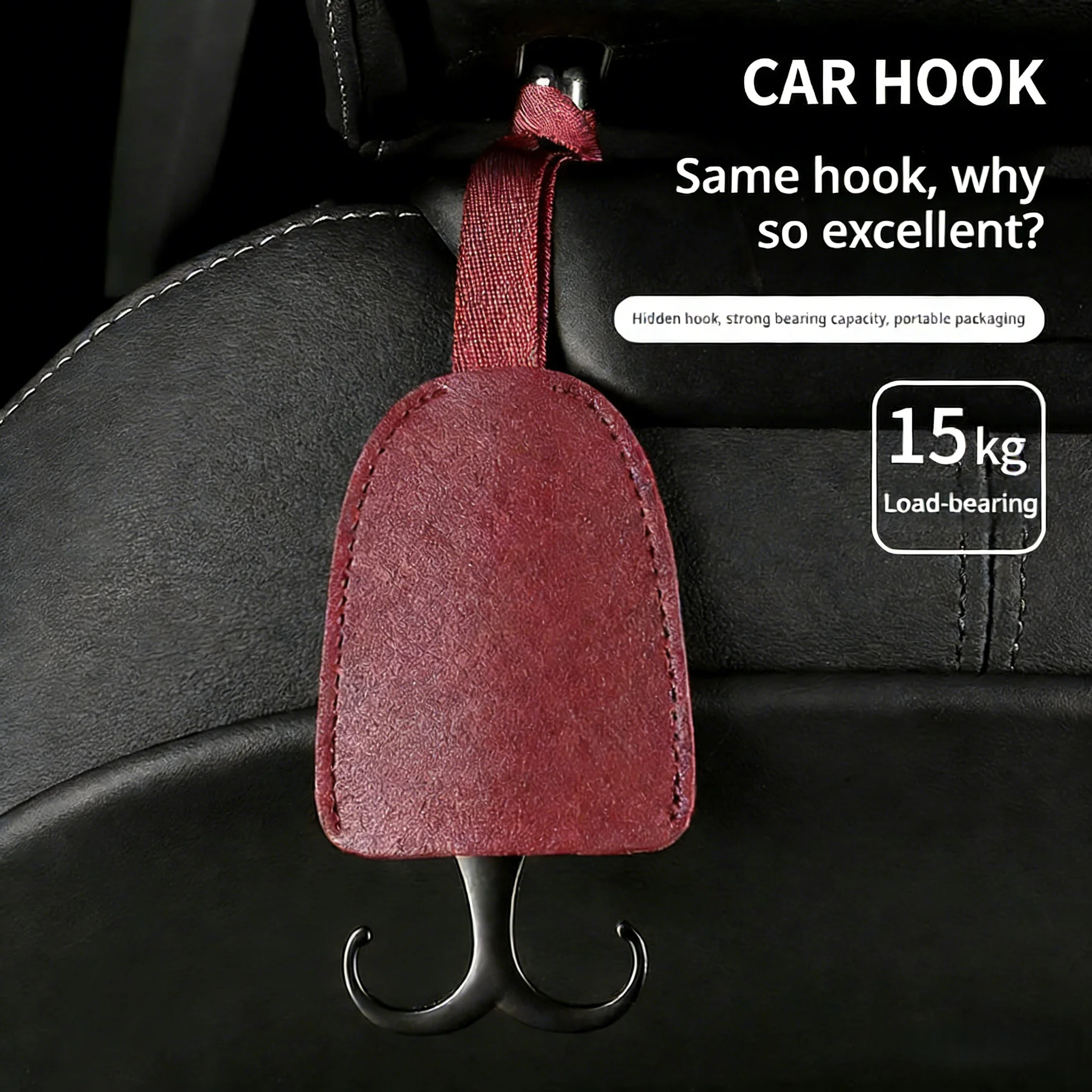 PU Leather Car Headrest Hook Seat Back Hanger Rear Storage Holder Bag Hook Interior Decoration Accessory