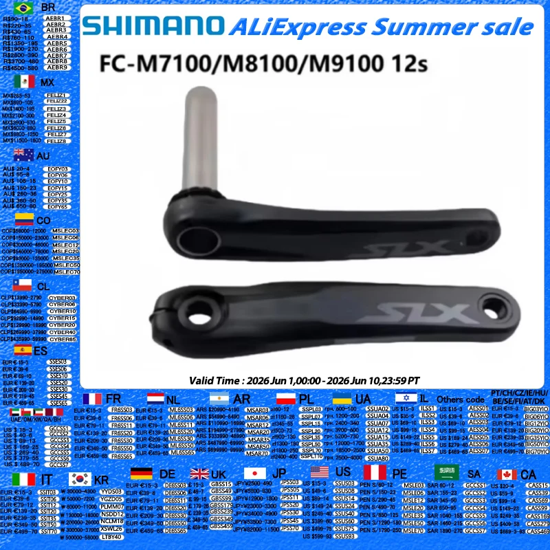 SHIMANO SLX M7100 XT M8100 M9100 M6100 12s MTB Crankarm Mountain Bike Bicycle1x12Speed 165mm170mm175mm MT801 Bottom Bracket