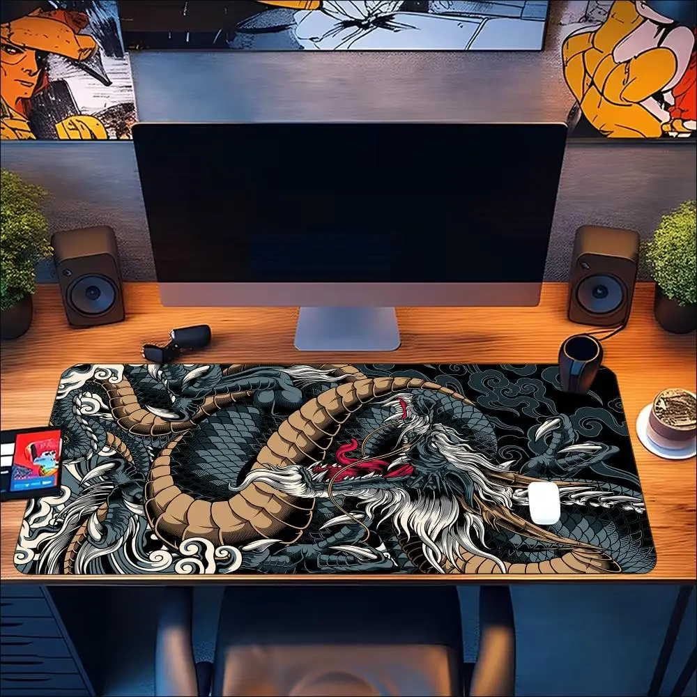 Oriental Dragon Art Large Desk Mat Non‑Slip Rubber Gaming Mouse Pad Keyboard Pad For Office Laptop Gamer Workstation
