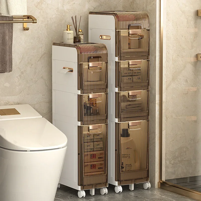 

Multi-Layer Floor Storage Cabinets - Household Kitchen Shelves, Toilet Organizer, Practical Finishing Unit, Efficient Storage