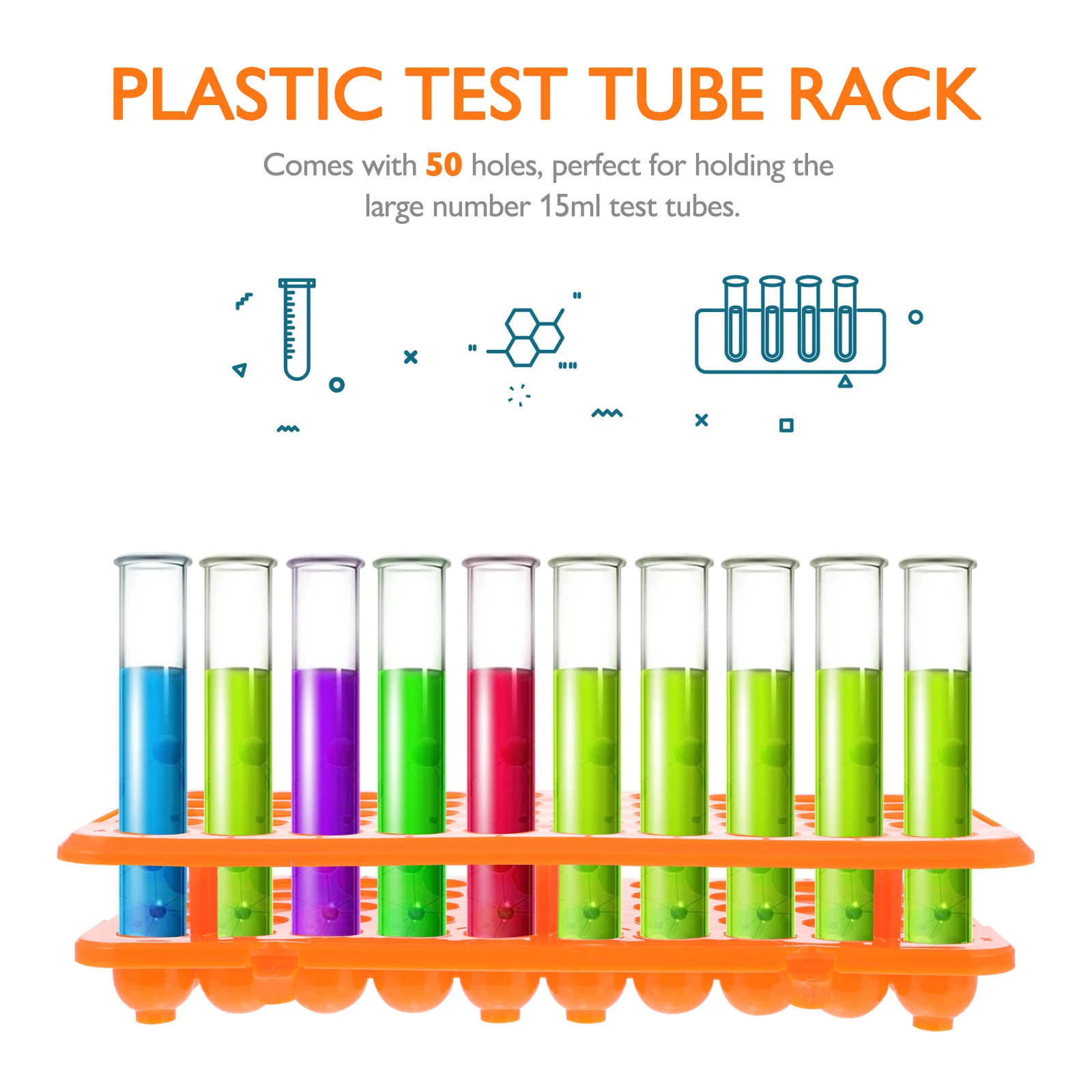 

Tube Rack Laboratory Test Shelf Round Hole Holder Take Away Stand Orange