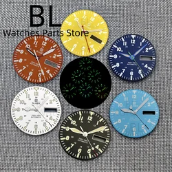 BLIGER 29mm NH36 Pilot Watch Dial With Hand Set Black Blue White Yellow Dial C3Green Luminous Fit NH35 NH36 Movement Watch Parts