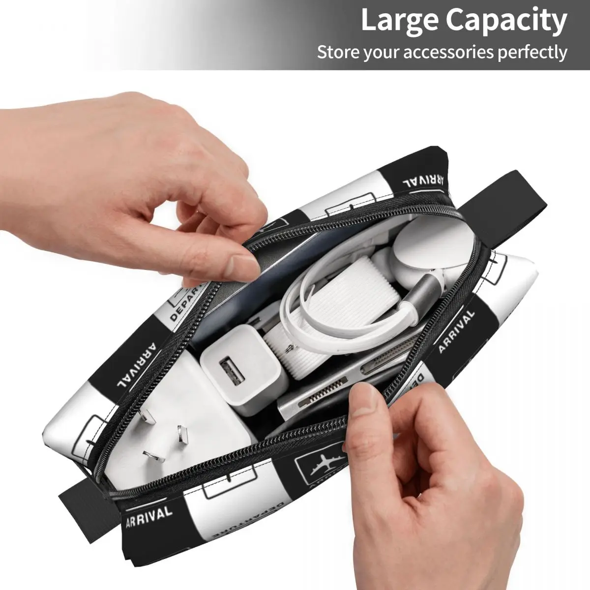 Aviation Airplane Departures Arrivals Toiletry Bag Aviator Pilot Plane Makeup Cosmetic Ladies Beauty Storage Dopp Kit Case