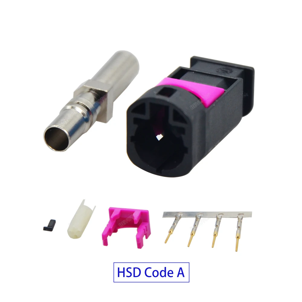 HSD LVDS 4 Pin Connector Code Fakra A/B/D/G/H/K/Z Type Straight Male Crimp for Dacar 535 4 Core Coaxial Cable BEVOTOP