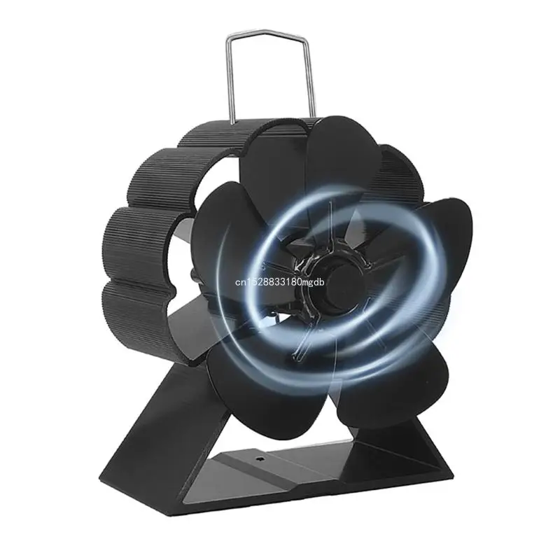 5 Heat Powered Stove Fan Black Fireplace Fan Stove Eco-Friendly Quiet Home Fireplace Fan Heat Distribution Dropship