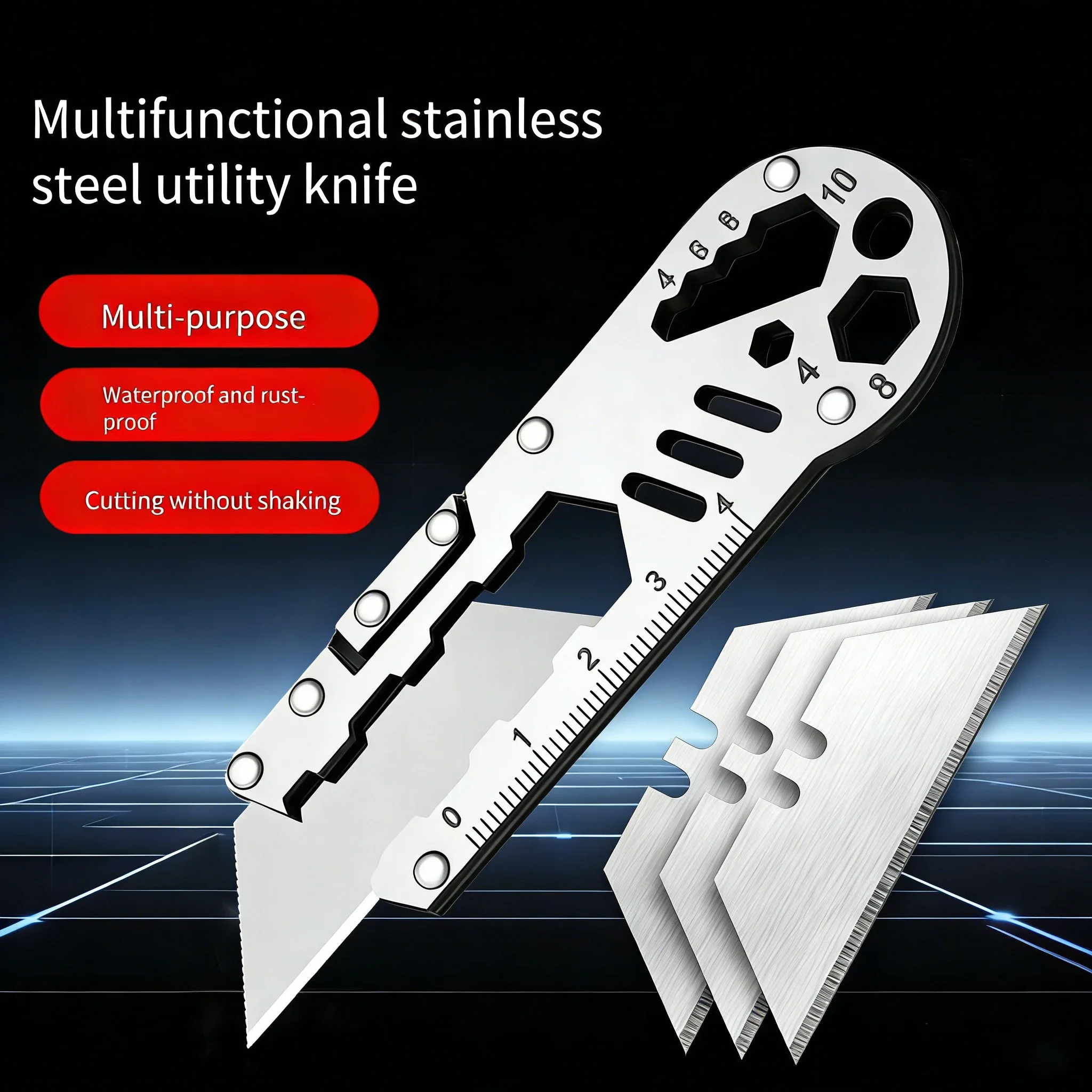 12-in-1 EDC Keychain Tool | Stainless Steel Mini Utility Knife | Portable Multi-Function Pocket Knife