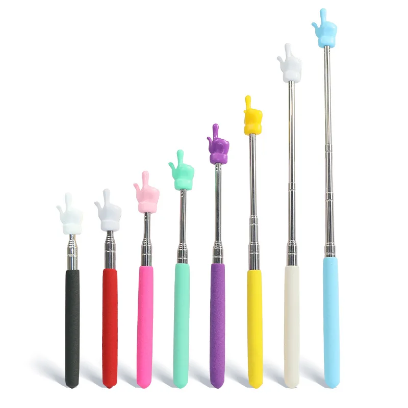 

Retractable Finger Shaped Stainless Steel Telescopic Teaching Pointer Stick Portable Practical Classroom Teacher Daily Supplies