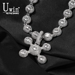 Uwin UFO Pendant With Drake Necklack 12mm Round Zircon Prong Setting Large Zircon Fashion Charm Hip Hop Jewelry