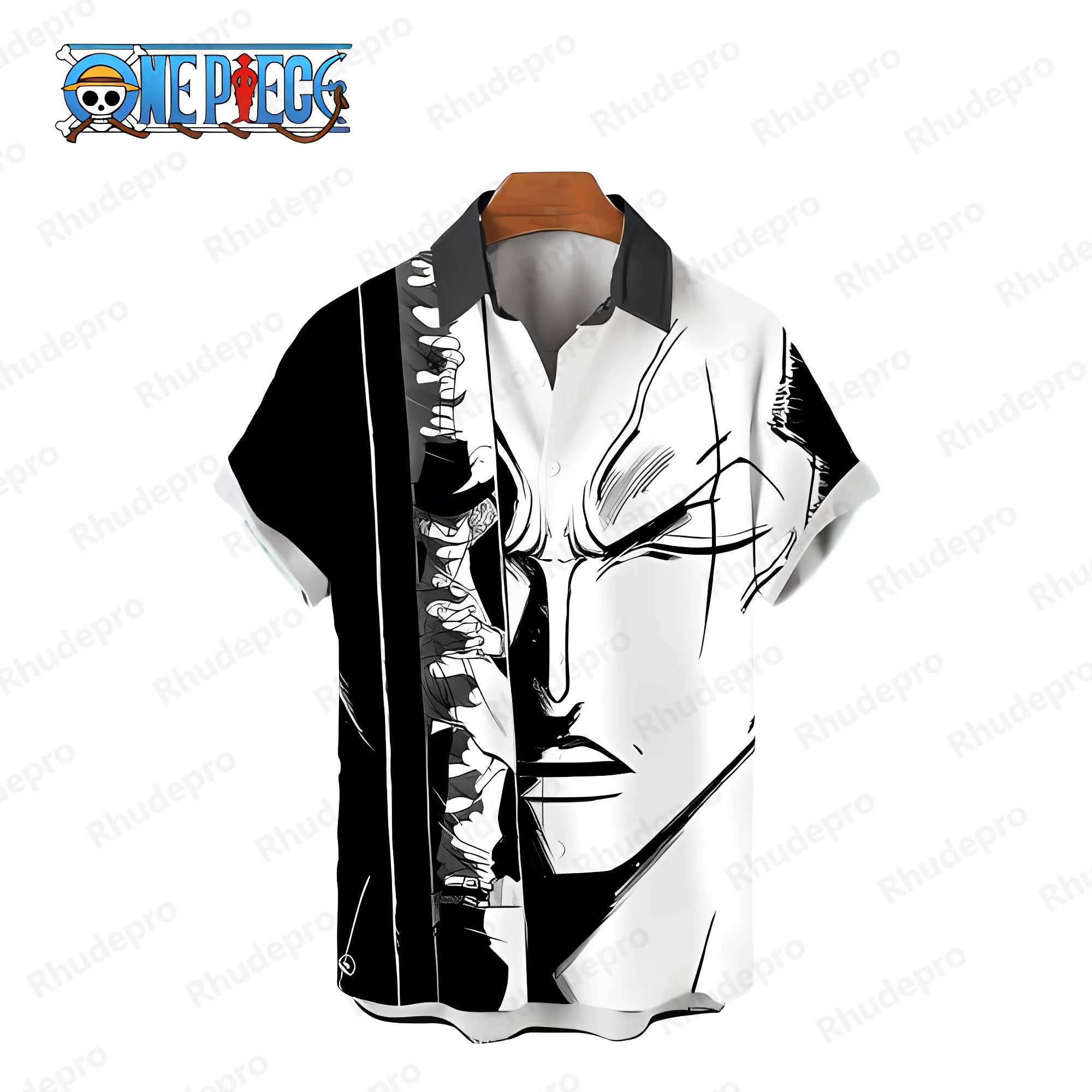 

Blouse Zoro Men's Shirts Blouses Anime Monkey D Luffy Tops Summer One Piece Clothes Beach Social Shirt Cool Elegant Oversized