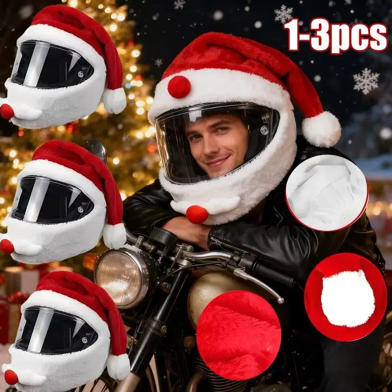 Santa Motorrad Helm Abdeckung Dekoration für Weihnachten Radfahren Full Face Hut Santa Claus Racing Cap Weihnachten Geschenk Helm Abdeckung